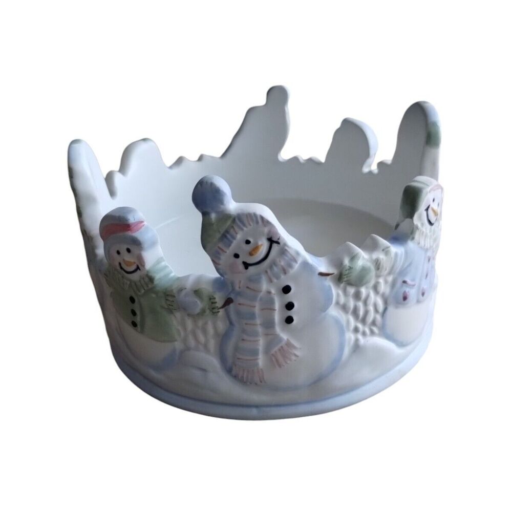 Vintage Waxcessories Snowfolks Snowman Large Candle Jar Stand 2000 Holiday Decor